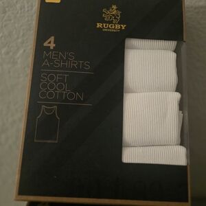 Rugby University Men's Soft Cotton A-Shirts - 4 Pack White